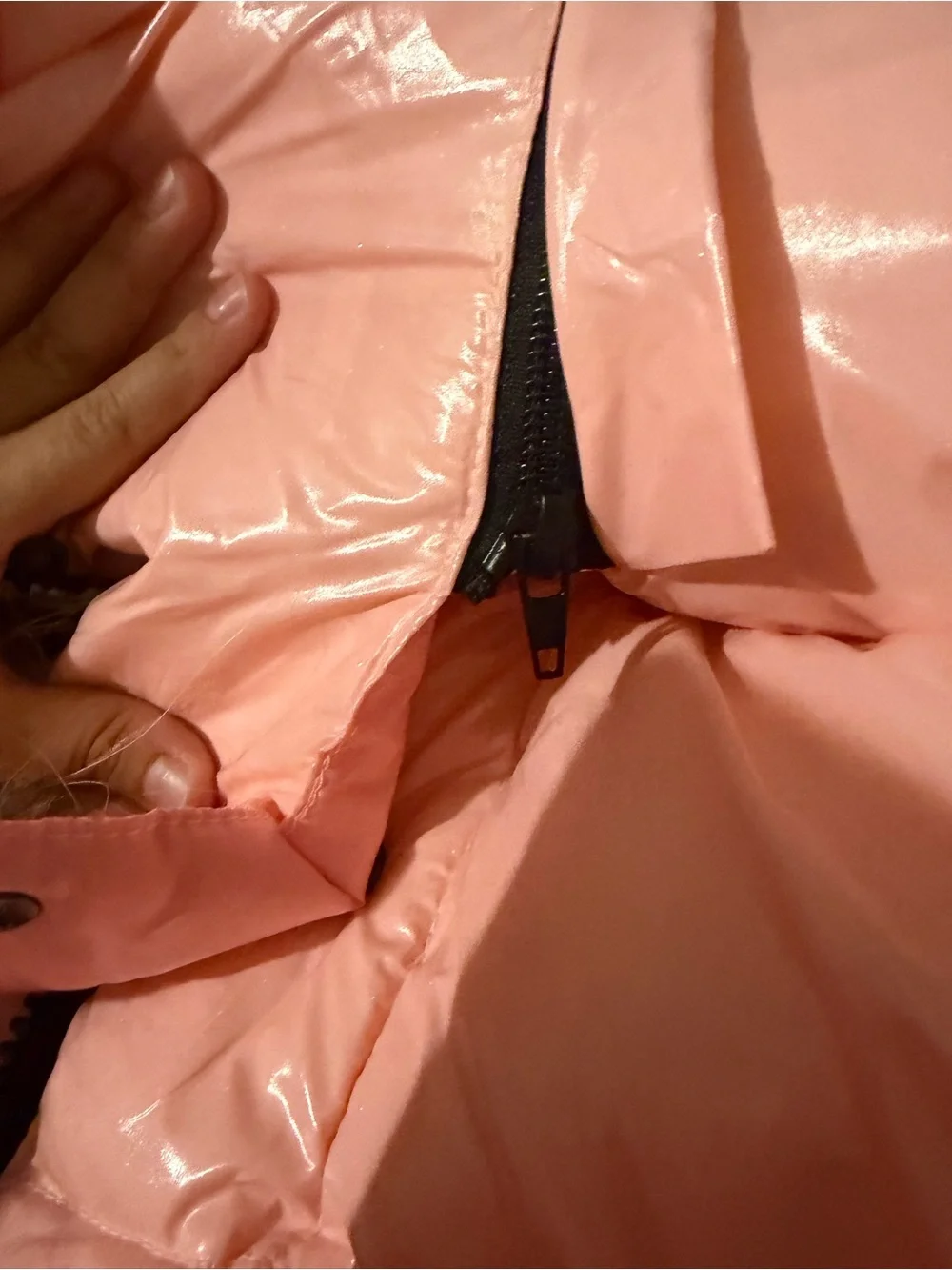 SUPER RARE MONCLER Pink Hooded Puffer Jacket with Black Trim